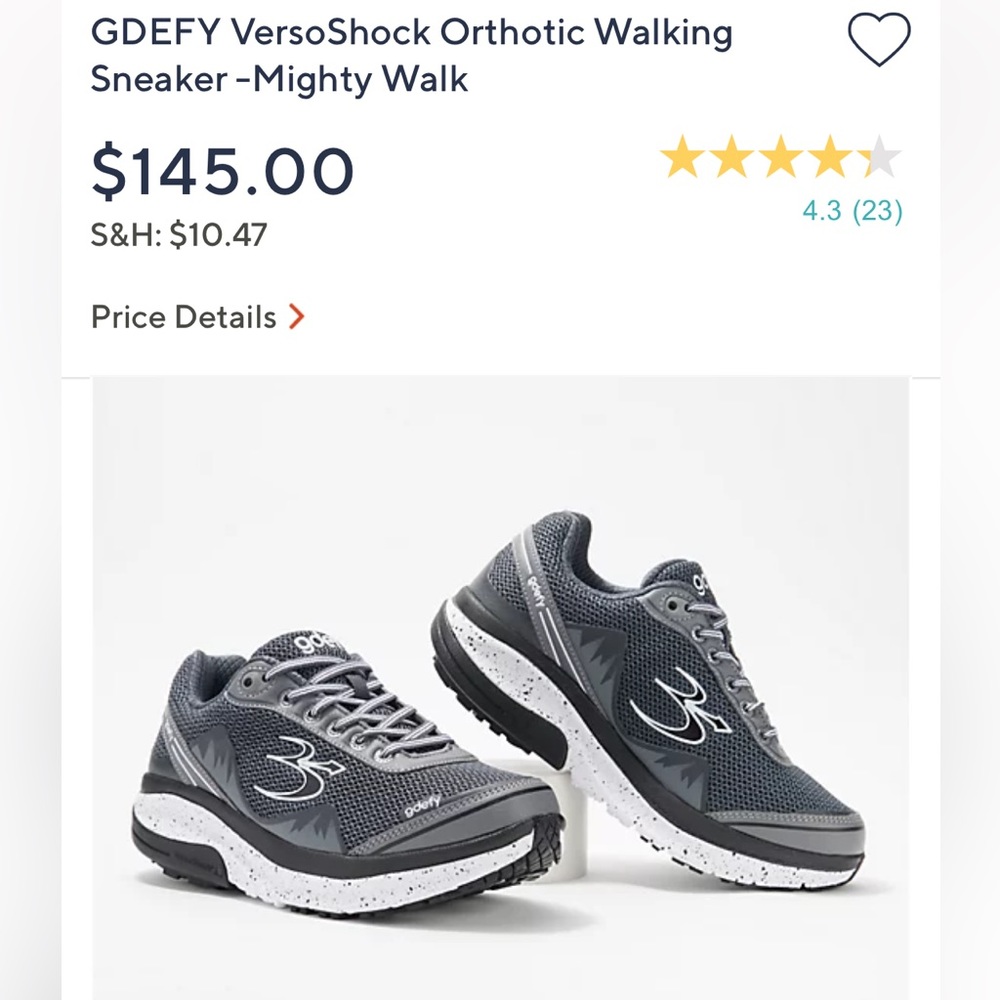 GDEFY VersoShock Orthotic Walking Sneaker -Mighty Walk Size 9